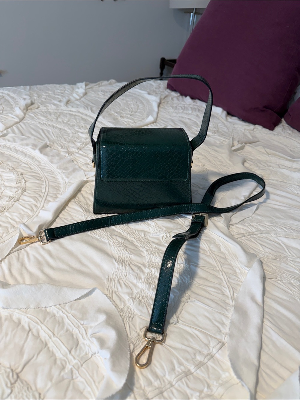 Zara Dark Green Structured Shoulder Bag